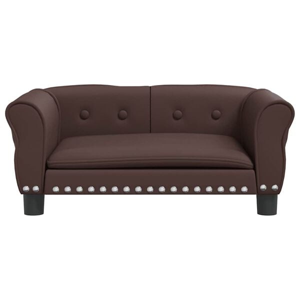 vidaXL Cama para perros de cuero sint&eacute;tico marr&oacute;n 70x45x30 cm