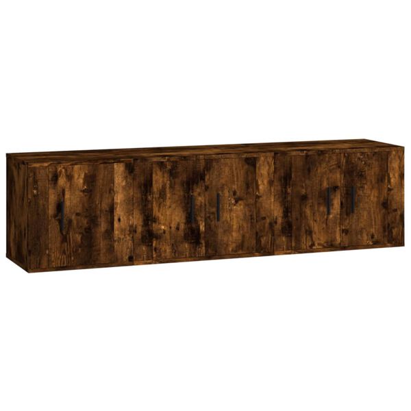 vidaXL Set de muebles de TV 3 pzas madera contrachapada roble ahumado