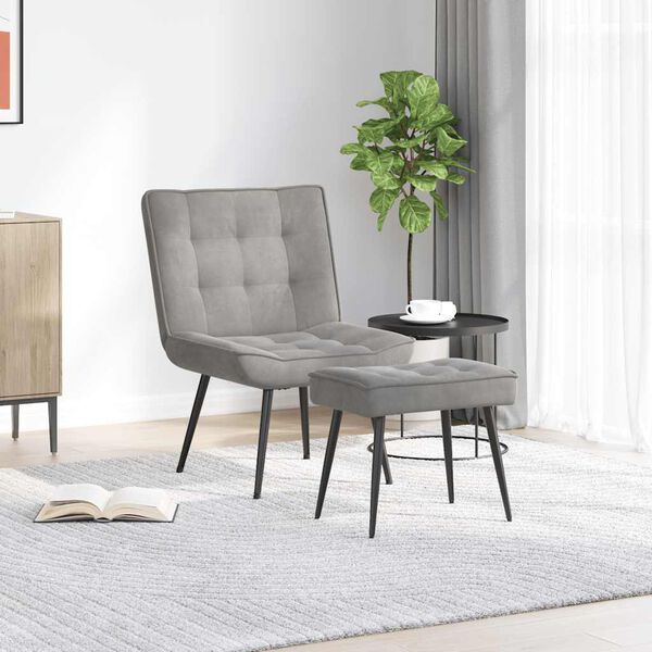 vidaXL Sill&oacute;n de relax con reposapi&eacute;s terciopelo gris claro