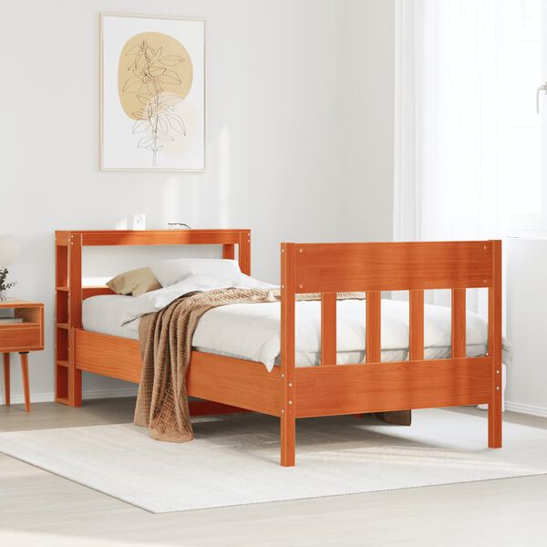 vidaXL Estructura de cama sin colch&oacute;n madera de pino marr&oacute;n 90x200 cm