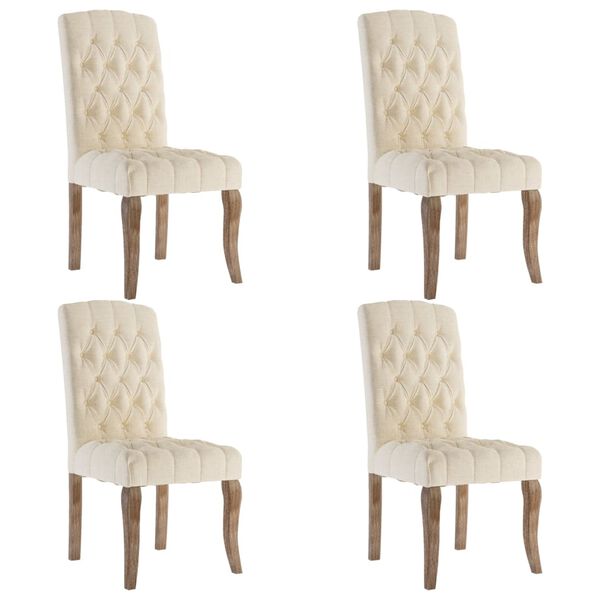 vidaXL Sillas de comedor 4 unidades tela con apariencia de lino beige