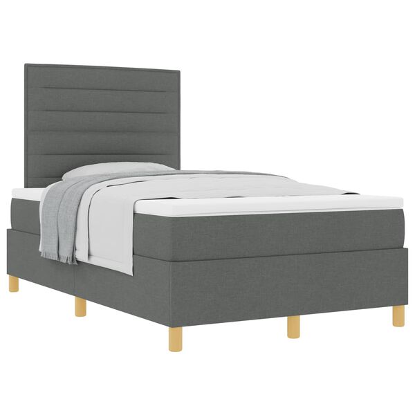 vidaXL Cama tipo Box Spring con colch&oacute;n Gris oscuro 120 x 200 cm tela