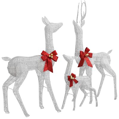 vidaXL Figuras familia de renos de Navidad blanco y plateado 201 LED