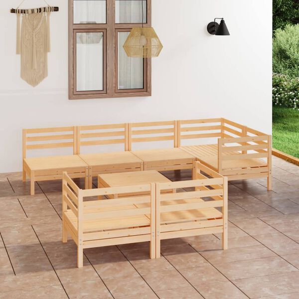 vidaXL Juego de muebles de jard&iacute;n 8 piezas madera maciza de pino