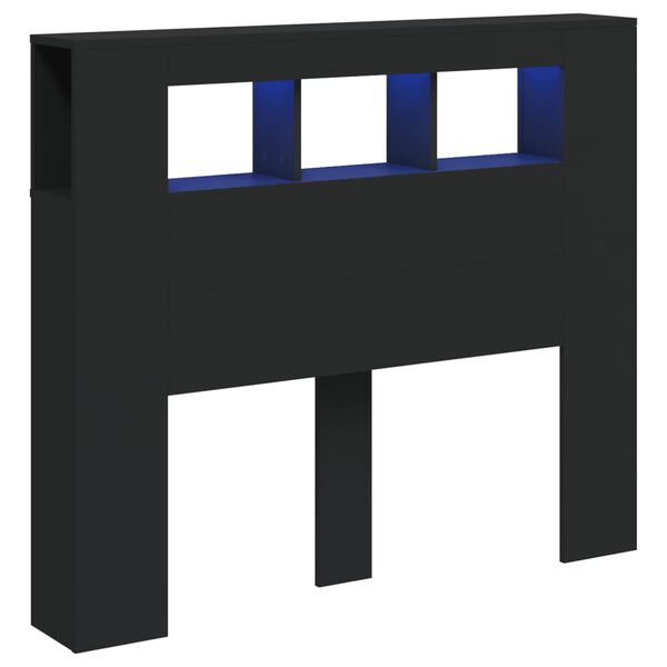 vidaXL Cabecero con LED madera de ingenier&iacute;a negro 120x18,5x103,5 cm