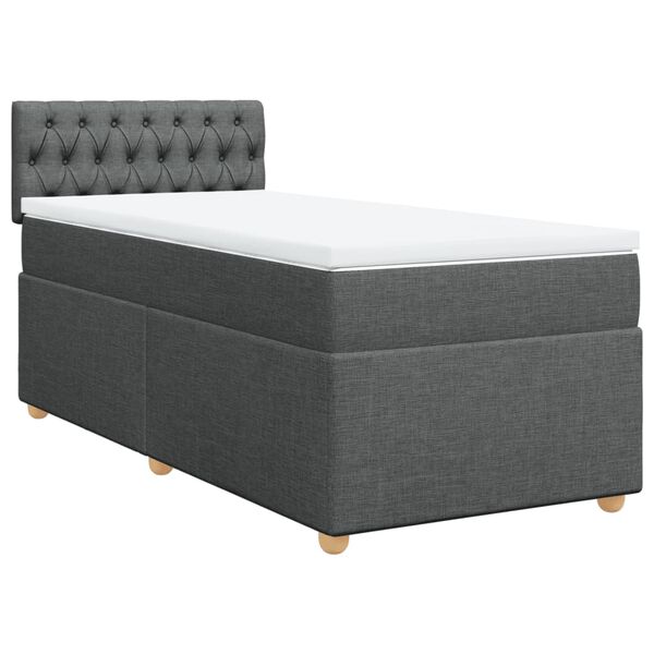 vidaXL Cama box spring con colch&oacute;n tela gris oscuro 80x200 cm