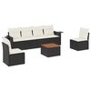 vidaXL Set de comedor de jard&iacute;n 7 pzas y cojines rat&aacute;n sint&eacute;tico negro