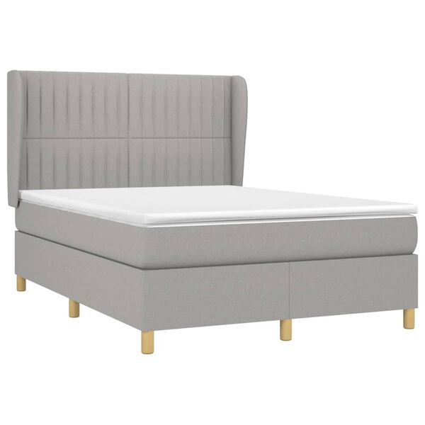 vidaXL Cama box spring con colch&oacute;n tela gris claro 140x190 cm