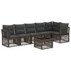 vidaXL Conjunto de sof&aacute;s de jard&iacute;n 7 uds. Gris rat&aacute;n sint&eacute;tico