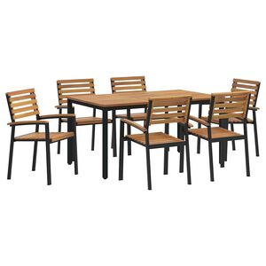 vidaXL Conjunto de Comedor de Jard&iacute;n 7 pcs Negro