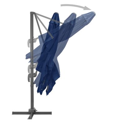 vidaXL Sombrilla voladiza con poste de aluminio azul celeste 3x3 m