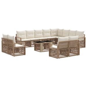 vidaXL Conjunto de sof&aacute;s de jard&iacute;n 13 uds. Beige y blanco crema