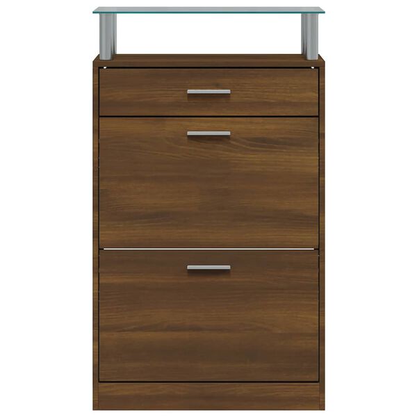 vidaXL Zapatero madera contrachapada marr&oacute;n roble 63x24x104 cm