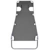 vidaXL Tumbona plegable con cojín de cabeza y respaldo ajustable gris