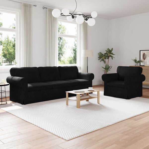 vidaXL Sof&aacute; 2 pcs Negro 245 x 82 x 80 cm tela