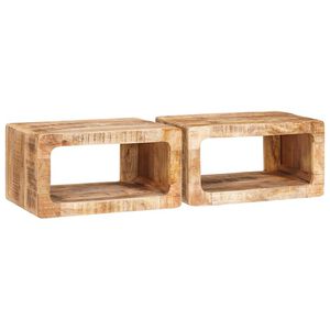 vidaXL Mesita de Noche 2 pcs Marr&oacute;n Madera de mango maciza