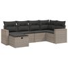 vidaXL Set de muebles de jard&iacute;n 6 pzas y cojines rat&aacute;n sint&eacute;tico gris