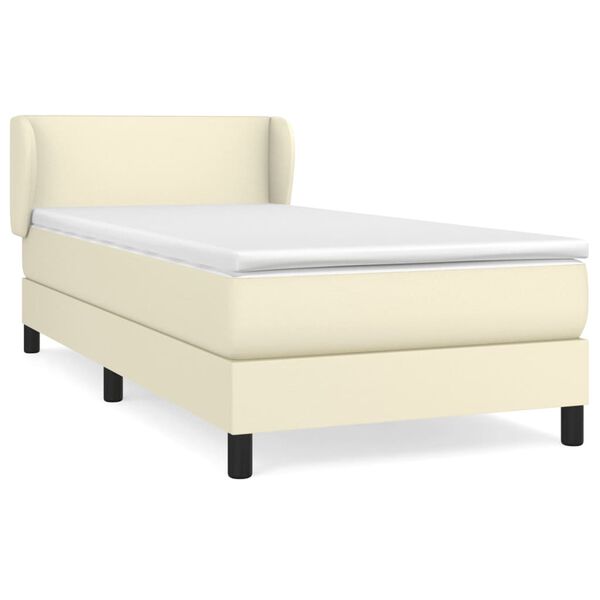 vidaXL Cama box spring con colch&oacute;n cuero sint&eacute;tico crema 90x190 cm