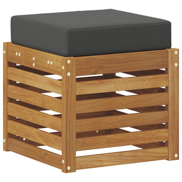 vidaXL Banco con taburete con coj&iacute;n 2 Pieza Natural y Antracita