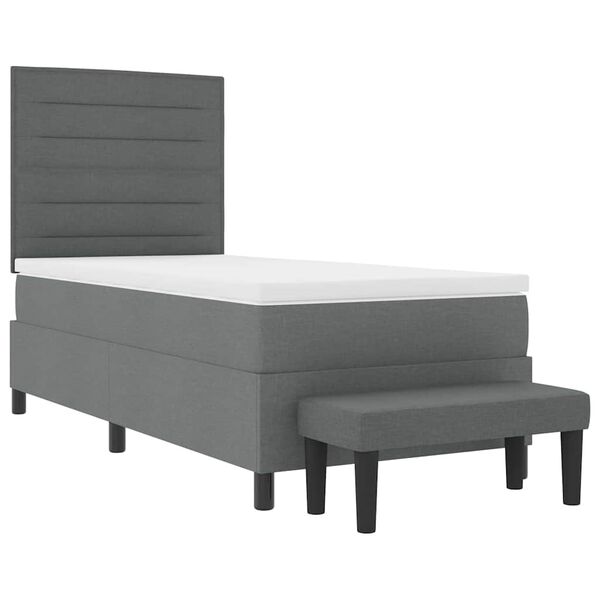 vidaXL Cama tipo Box Spring con colch&oacute;n Gris oscuro 100 x 200 cm tela