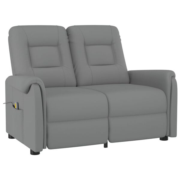 vidaXL Sillón reclinable de masaje de 2 plazas cuero sintético gris