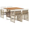 vidaXL Set comedor de jard&iacute;n 5 pzas con cojines rat&aacute;n sint&eacute;tico beige