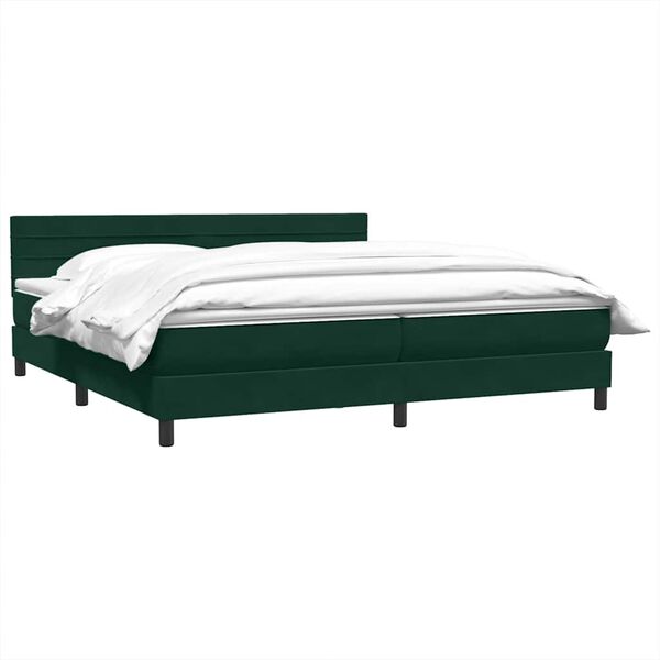 vidaXL Cama box spring con colch&oacute;n terciopelo verde oscuro 180x210 cm