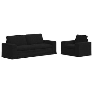 vidaXL Juego de Sof&aacute; 2 pcs Negro 182 x 80 x 82 cm tela