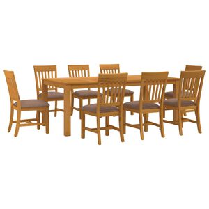 vidaXL Conjunto de comedor 9 uds. Gris Madera de Roble S&oacute;lido
