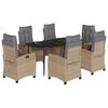 vidaXL Set comedor de jard&iacute;n 7 pzas con cojines rat&aacute;n sint&eacute;tico beige