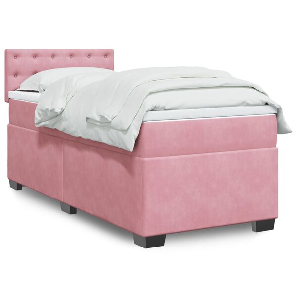 vidaXL Cama box spring con colch&oacute;n terciopelo rosa 80x200 cm