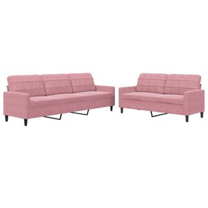 vidaXL Juego de sof&aacute;s con cojines 2 piezas terciopelo rosa