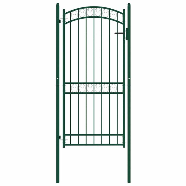 vidaXL Puerta de jard&iacute;n con arco superior acero verde 102x136 cm