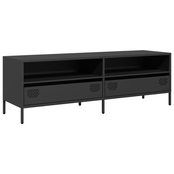 vidaXL Mueble para TV acero laminado en fr&iacute;o negro 135x39x43,5 cm