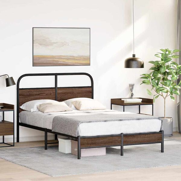 vidaXL Estructura de cama sin colch&oacute;n 140x190 cm madera marr&oacute;n roble