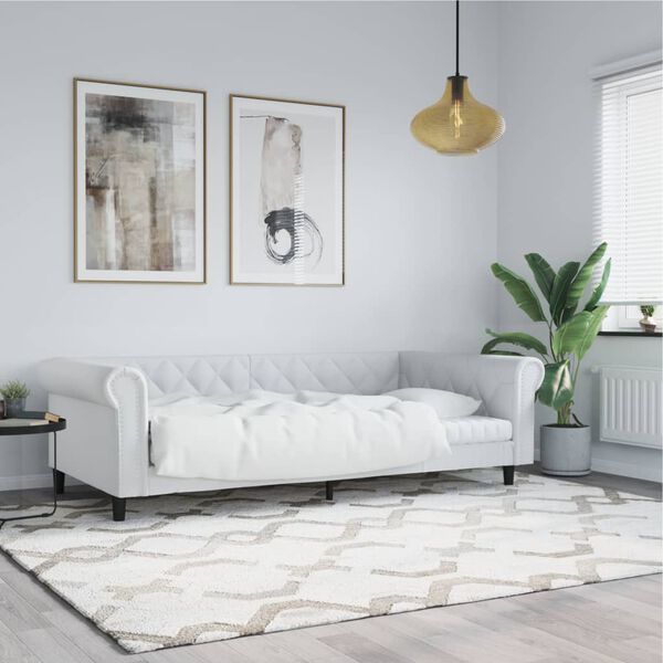 vidaXL Sof&aacute; cama cuero sint&eacute;tico blanco 100x200 cm