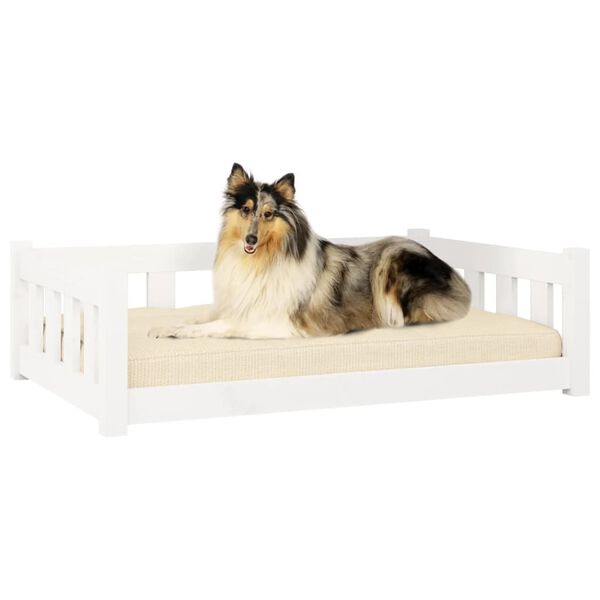 vidaXL Cama para perros madera maciza de pino blanco 95,5x65,5x28 cm
