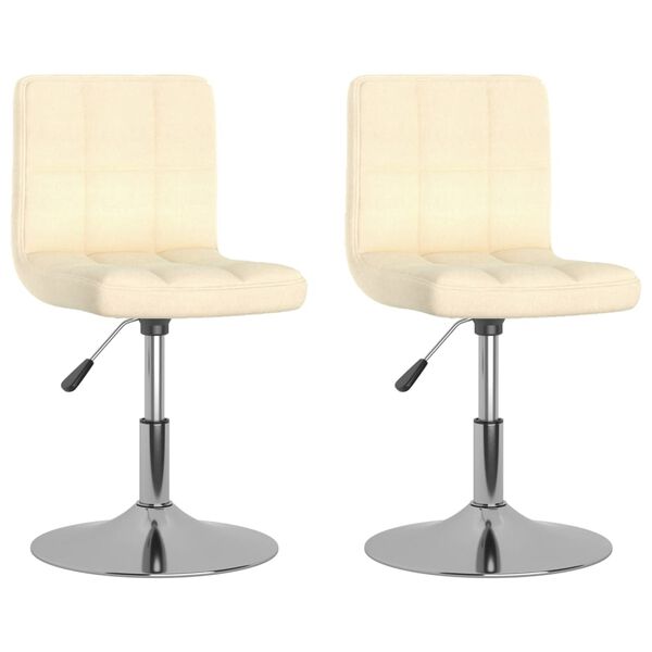 vidaXL Sillas de comedor giratorias 2 unidades tela color crema