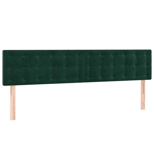 vidaXL Cabecero con LED de terciopelo verde oscuro 200x5x78/88 cm