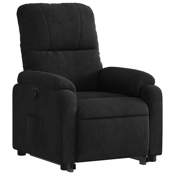 vidaXL Sill&oacute;n reclinable elevable tela de microfibra negro