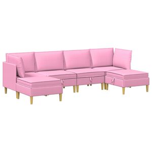 vidaXL Juego de sof&aacute; modular con almacenamiento 6 pcs Rosa Tela
