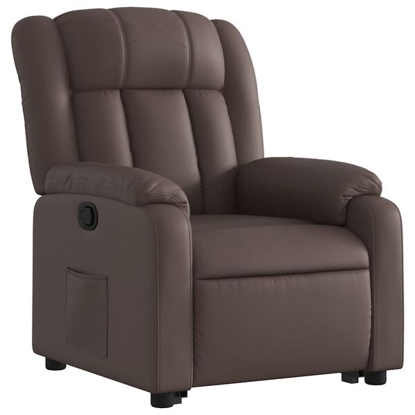 vidaXL Sill&oacute;n reclinable elevable cuero sint&eacute;tico marr&oacute;n
