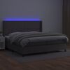 vidaXL Cama box spring colch&oacute;n y LED cuero sint&eacute;tico gris 200x200 cm