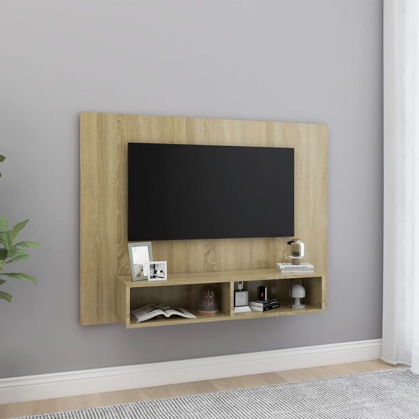 vidaXL Mueble TV pared madera contrachapada roble Sonoma 120x23,5x90cm