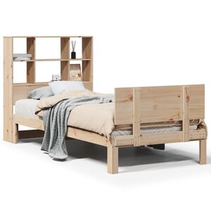 vidaXL Cama con estanter&iacute;a sin colch&oacute;n madera maciza de pino 90x190 cm