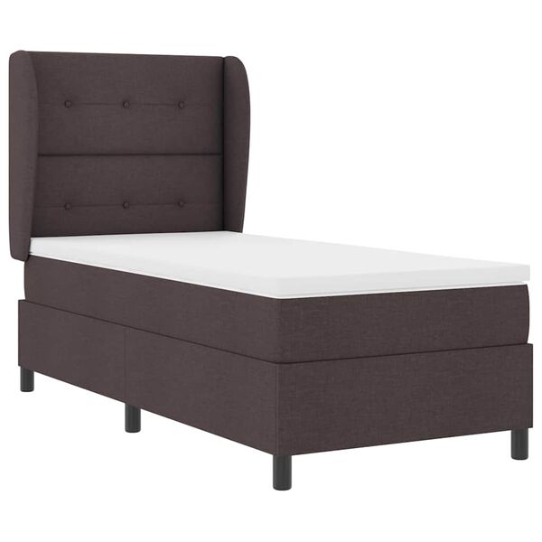 vidaXL Cama tipo Box Spring con colch&oacute;n Marr&oacute;n oscuro 90 x 200 cm tela