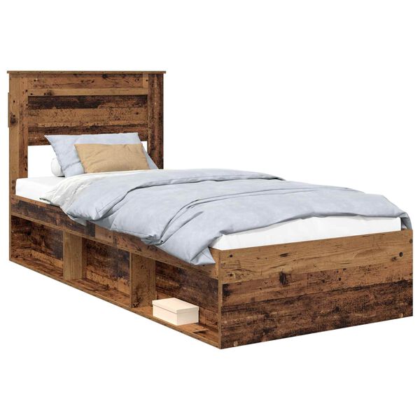 vidaXL Estructura de cama con cabecera Madera vieja 100 x 200 cm