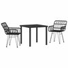 vidaXL Conjunto de Comedor de Jard&iacute;n 3 uds. Negro