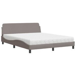 vidaXL Cama con colch&oacute;n Dover de tela gris taupe 160x200 cm