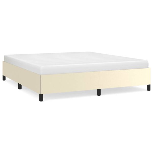 vidaXL Estructura de cama sin colch&oacute;n cuero sint&eacute;tico crema 180x200 cm